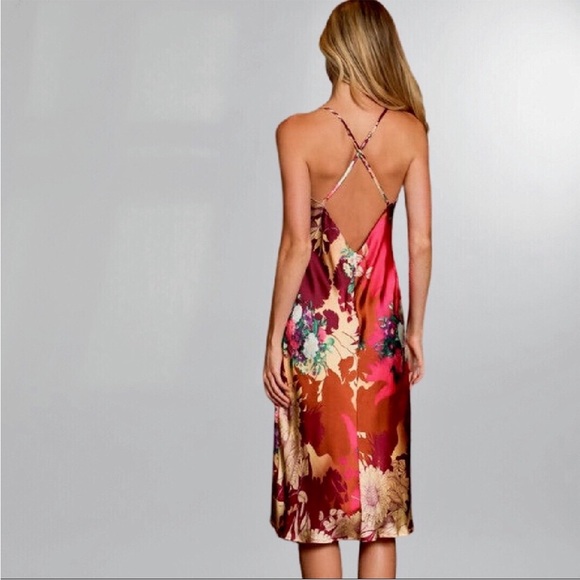 Aakaa Vibrant Floral Cowl Slip Dress - Picture 2 of 6